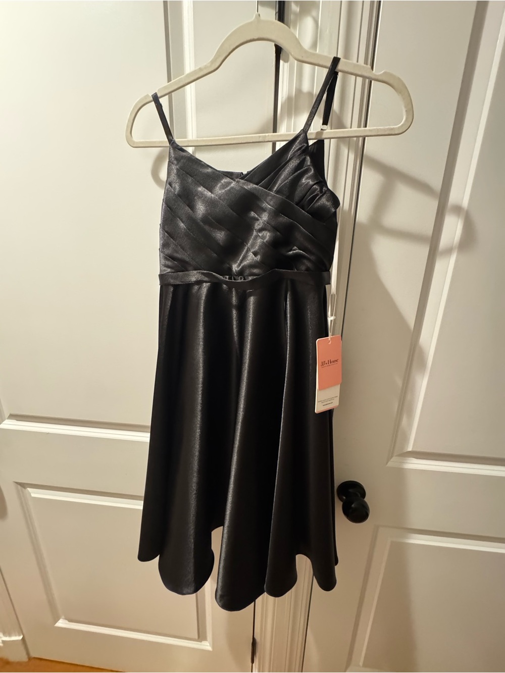 JJs House Black Satin Girls' Spaghetti Strap Party Dress